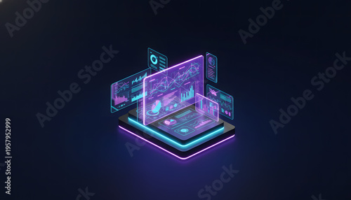 Plakat w ramie Live data dashboard system with predictive charts