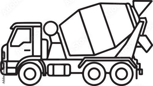 Cement Mixer Truck Line Art