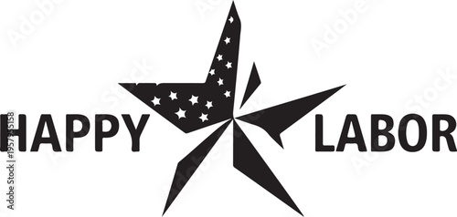 A minimalist black and white graphic design celebrating the american labor day holiday tradition