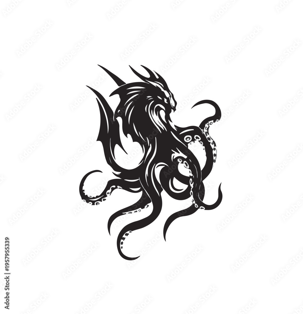 Obraz premium tribal dragon logo vector
