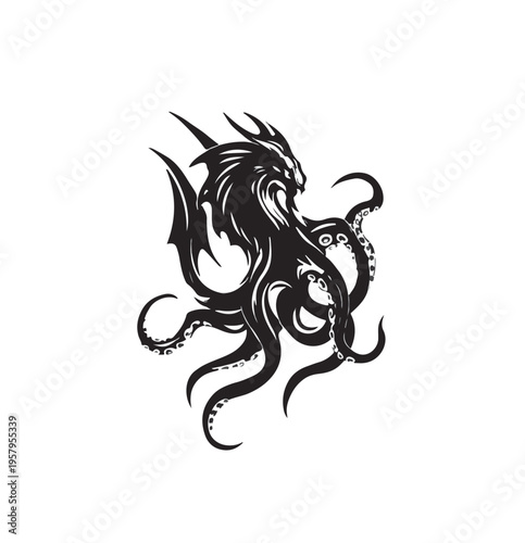 tribal dragon logo vector