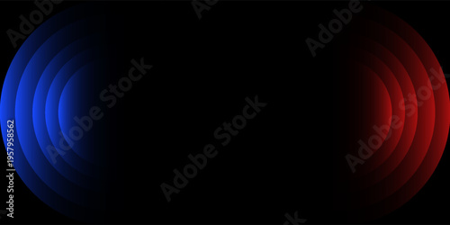 WiFi or scanner light effect, red and blue glowing sonic waves, good or bad signal concept. Neon no signal icon. Wireless network symbols.