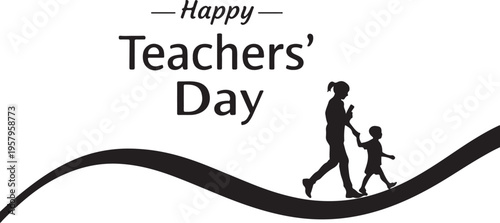 Minimalist graphic design featuring a silhouette of a teacher and student for teachers day event