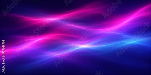 Abstract an entrancing digital artwork depicting fluid light streams of radiant neon hues gracefully weaving across a canvas of deep indigo. Evoking a sense of motion, depth.