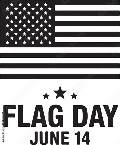 A minimalist graphic design celebrating flag day on june 14 with a stylized american flag motif
