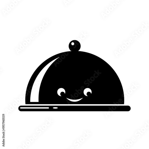 Smiling cloche with eyes on plate.