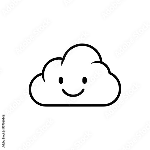 Smiling Cloud Cartoon Character Face.