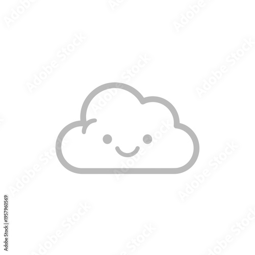 Smiling Cloud Cartoon Weather Icon Face 1.