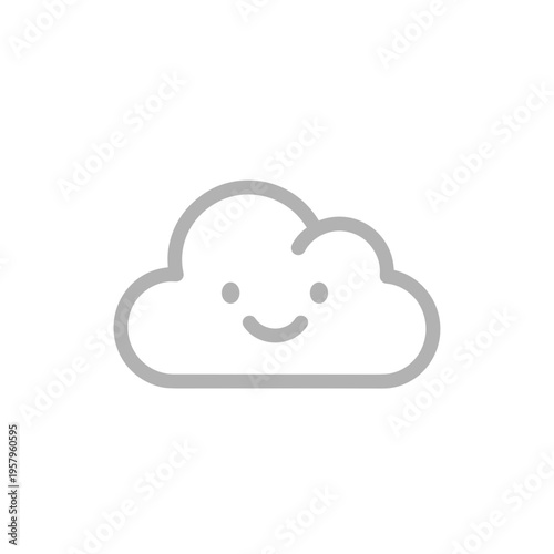 Smiling Cloud Cartoon Weather Icon Face.