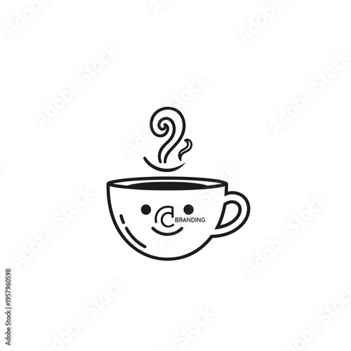 Smiling coffee cup with steam rising 3.