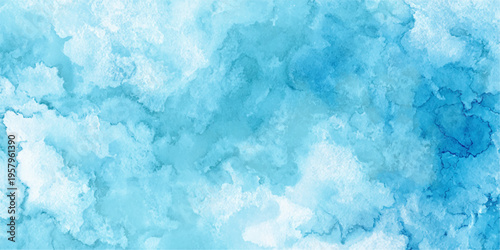 Abstract: A mesmerizing watercolor painting captures the ethereal beauty of a cloudy sky, showcasing a palette of soothing blues and whites to evoke a sense of peace and serenity. 