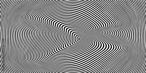 Obraz na płótnie Black and White Concentric Circle Pattern Background with Hypnotic Optical Illus