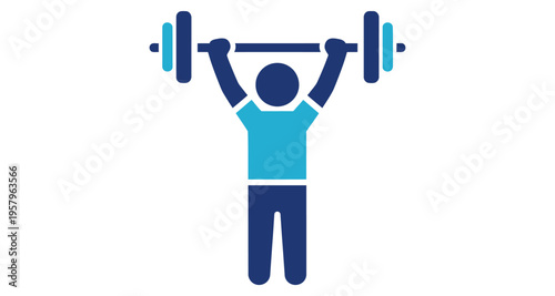 Athlete Lifting Barbell Overhead Weightlifting Fitness Sport Competition Strength Training Icon