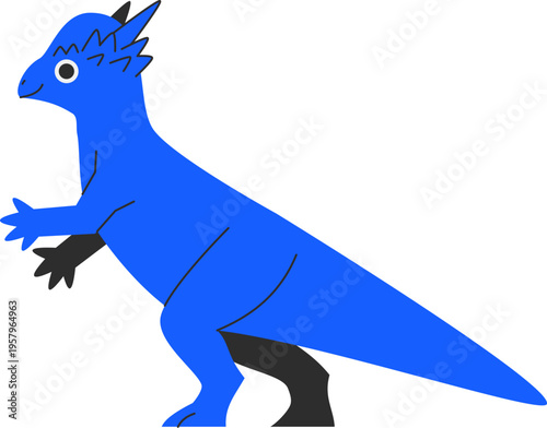 Blue Pachycephalosaurus Dinosaur Illustration