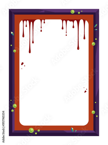 Blood Drip Horror Frame on Purple Border and Neon Splatter