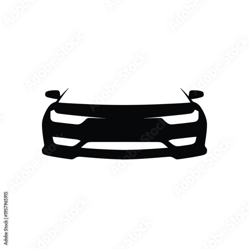A stark black silhouette of a modern sports car s front end is shown