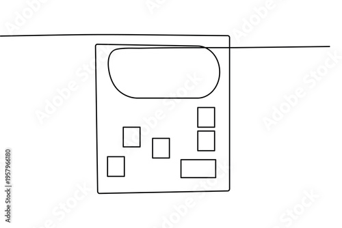 Calculator continuous one line drawing minimalist style isolated outline vector illustration