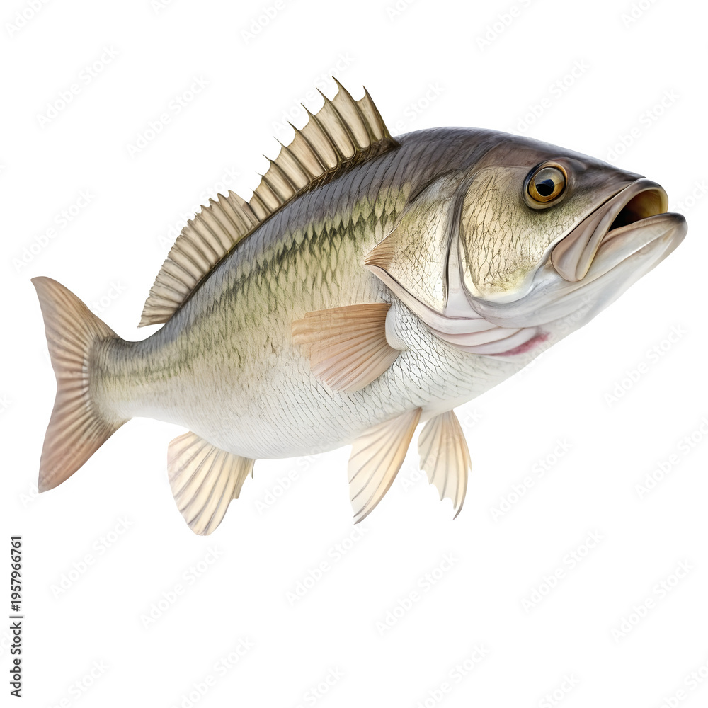 Fototapeta premium Largemouth bass fish asset with a as PNG cutout