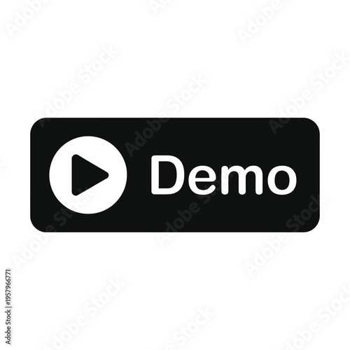 A black button with a white play symbol and the word demo displayed
