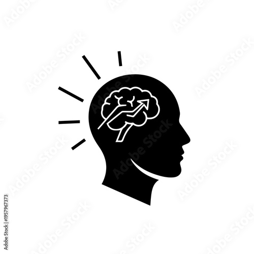 Brain Icon Showing Growth and Intelligence Concept