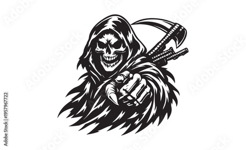 Grim Reaper Pointing with Scythe