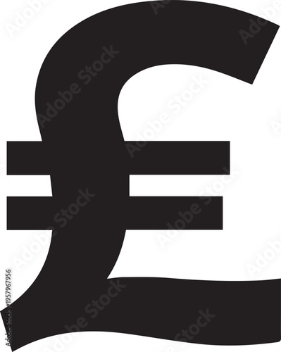 A large black pound symbol on a white background