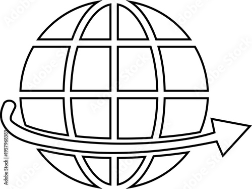 World globe icon with global network, internet connection, earth security shield and worldwide communication symbols, global business and technology icons in solid and outline style vector