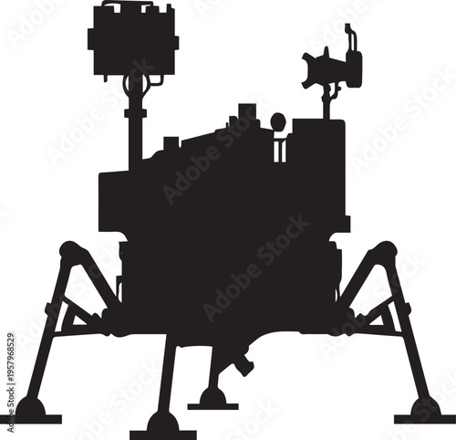 Silhouette of a robotic rover on a white background