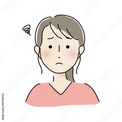 困っているポニーテールの女性