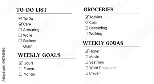 Vector daily planner checklist template with checkboxes