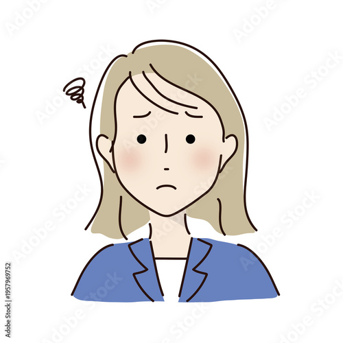 困っているスーツを着た女性