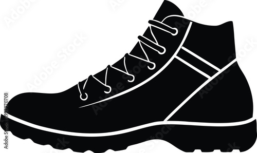 Hiking boot vector icon outdoor adventure travel footwear symbol