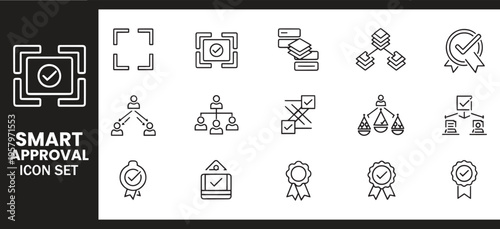 Smart Approval and Certified Business Quality Compliance Icon Set