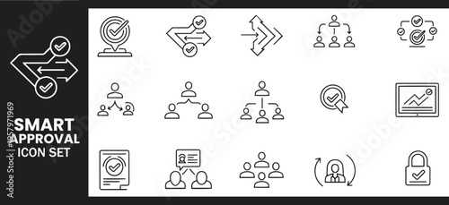 Smart Approval and Business Process Workflow Management Icon Set