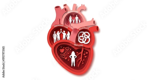 Anatomical heart with people inside.