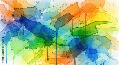 Vibrant Watercolor Abstract Painting with Dynamic Color Blends.