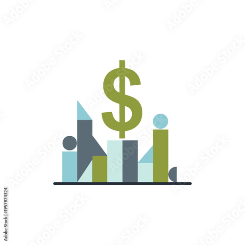 Abstract financial growth concept with dollar sign and geometric chart elements