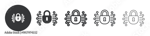 Digital Data Encryption thin line and solid icon. Multi series icon. Web minimal icon