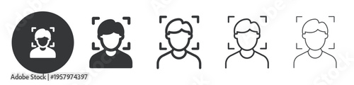 Face Recognition Scan thin line and solid icon. Multi series icon. Web minimal icon