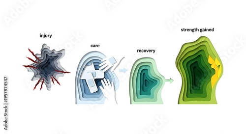 Injury recovery process with strength gained.