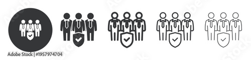 Group / Team Protection thin line and solid icon. Multi series icon. Web minimal icon