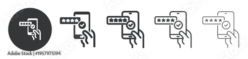 Mobile Security Verification thin line and solid icon. Multi series icon. Web minimal icon