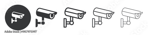 CCTV Surveillance Camera thin line and solid icon. Multi series icon. Web minimal icon
