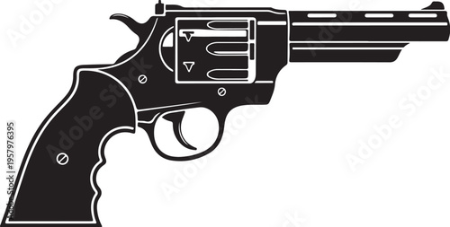 Vector black revolver pistol icon