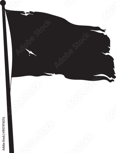 Black tattered flag vector illustration