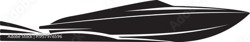 Vector boat icon, black speedboat illustration