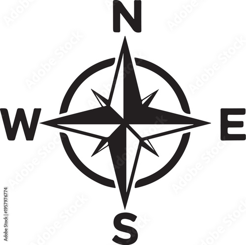 Vector compass icon with directions