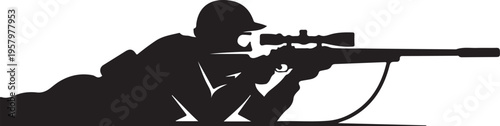 Vector silhouette of a soldier aiming a rifle