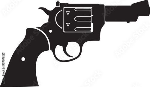 Vector black revolver pistol icon