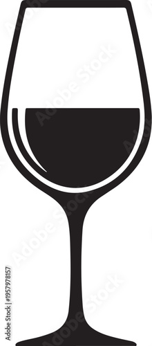 Black wine glass icon vector